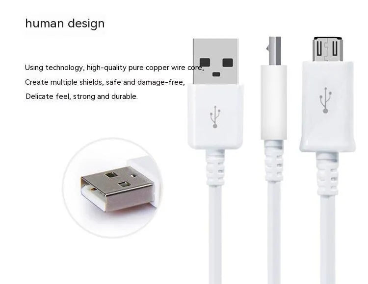 Black Android Micro USB charging and data cable with 1 metre length