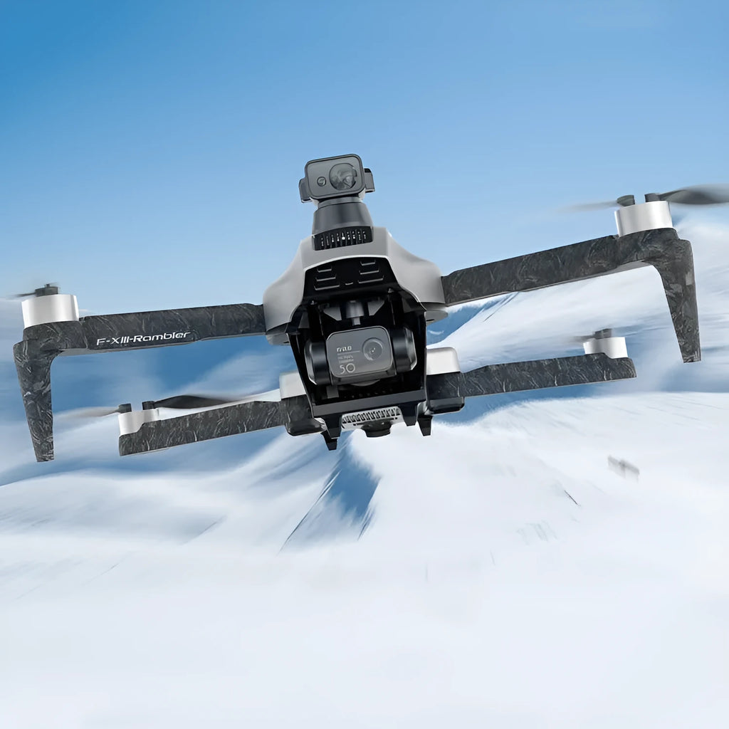 White brushless folding quadcopter drone with 4K camera and obstacle avoidance sensors