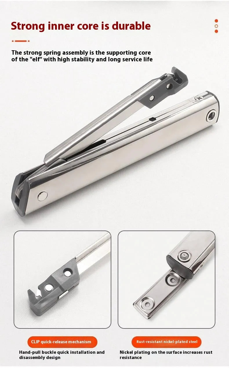 Cold rolled steel support rod for tatami cabinet elf flap-up doors with spring jackstay
