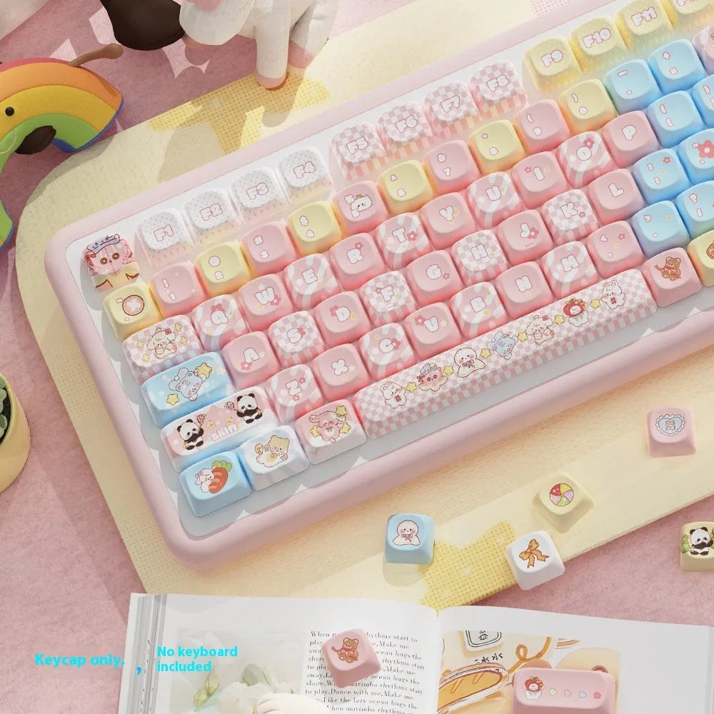 Clip doll anime design mechanical keyboard keycap set with colourful sublimation printing on PBT plastic