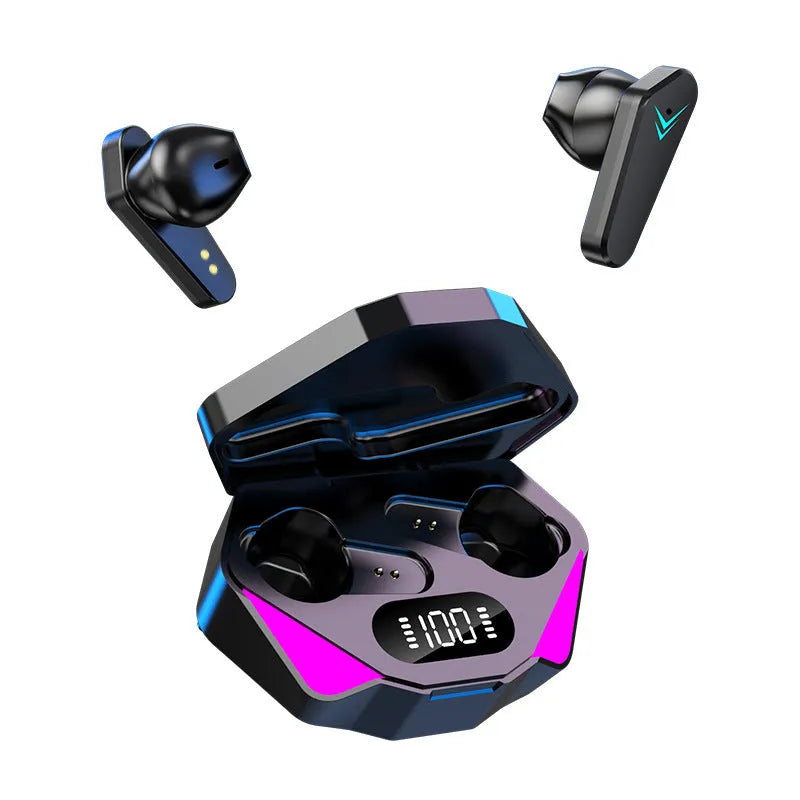 X15 wireless in-ear gaming headset in black with Bluetooth 5.0 and charging case