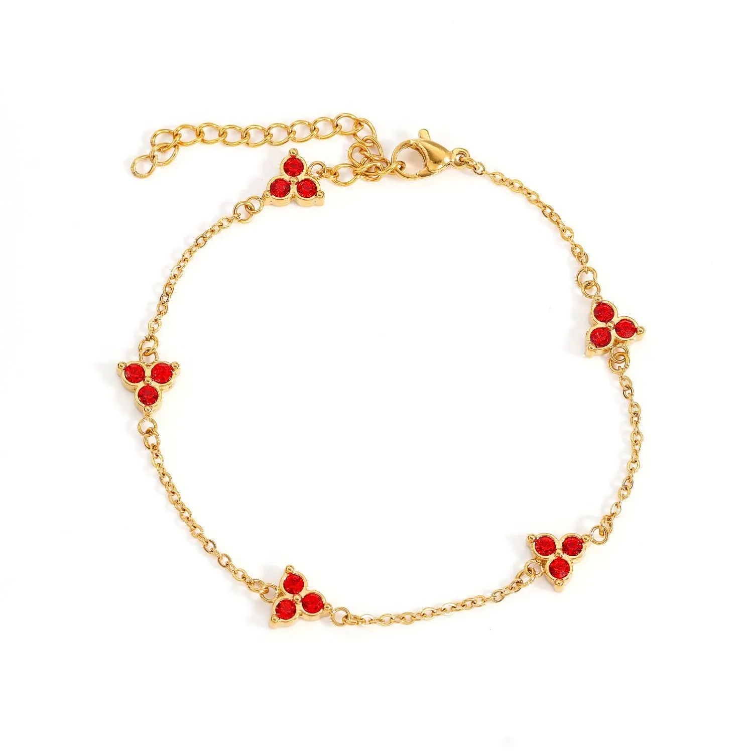 Women's stainless steel geometric bracelet with triangle elements and coloured stone settings