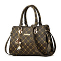 Women's geometric printed PU messenger bag with internal card slots and crossbody strap