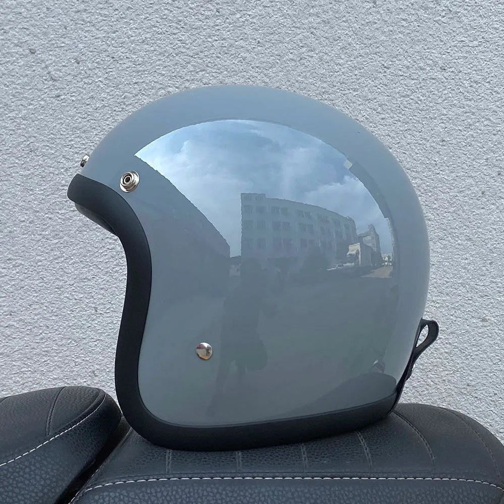 FRP retro half helmet for electric motorcycle commuting available in multiple colours and sizes