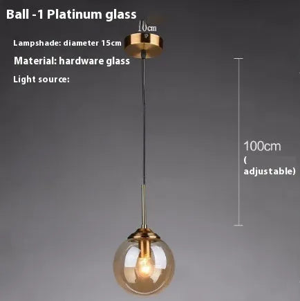 Modern round glass ball chandelier ceiling light in Nordic style with spherical glass elements