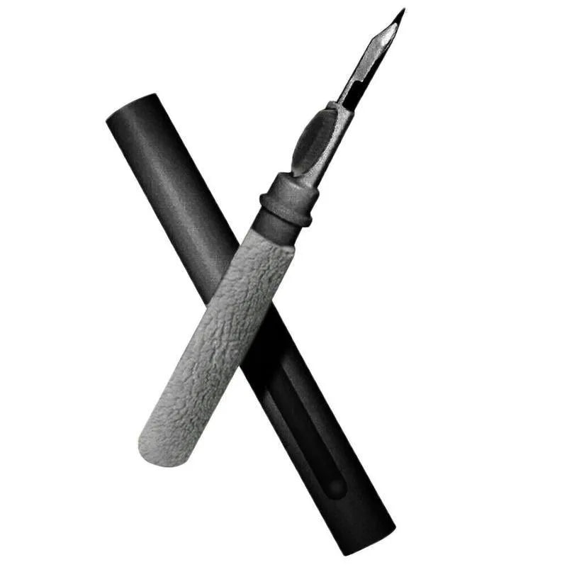 Bluetooth earbuds cleaning brush pen with soft microfibre tip and lightweight brush, 13 cm, on white background