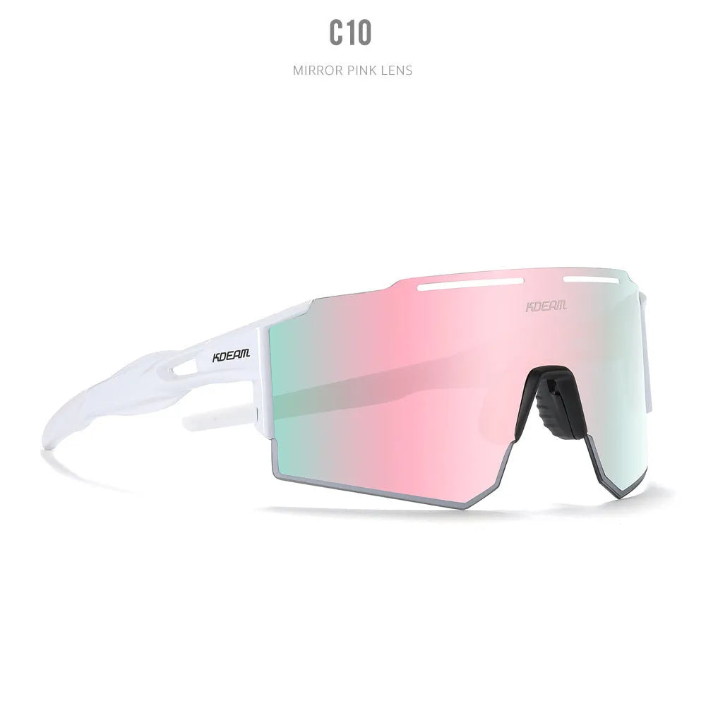 Ultralight polarised cycling sunglasses with frameless TR90 frame in a selected colour.