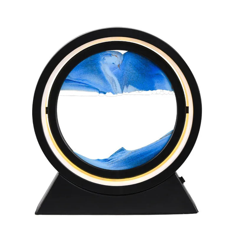3D dynamic quicksand art ornament in glass casing with plastic base, 24cm tall, in picture colour