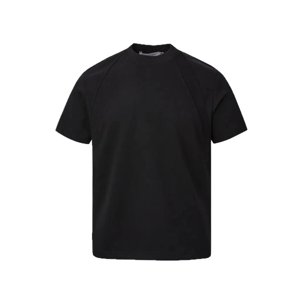 Loose fit short sleeve top with air layer stitching in polyester fabric