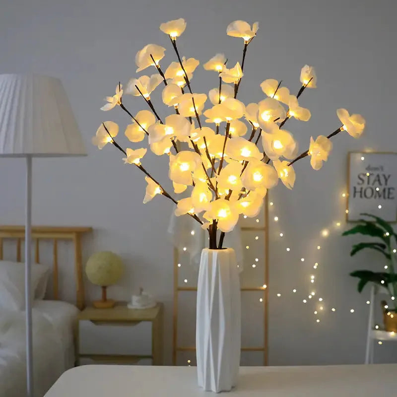 Pink LED phalaenopsis orchid branch decorative light measuring 65cm with battery operation