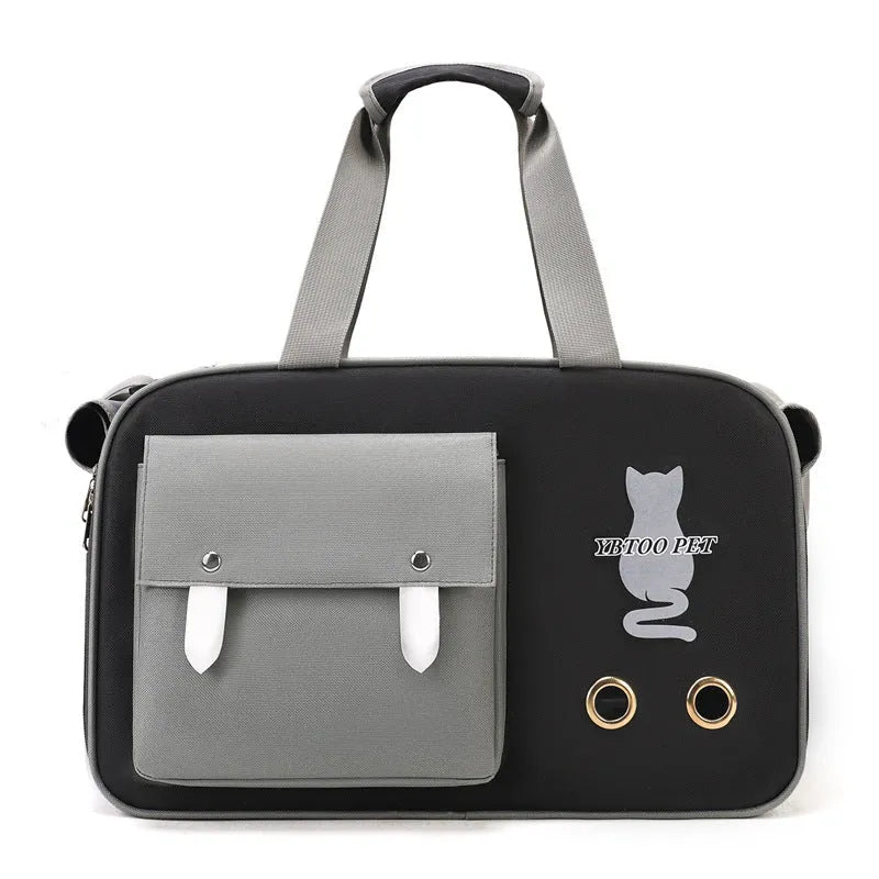 Outdoor portable pet bag 18-litre capacity breathable nylon carrier solid colour black gray white