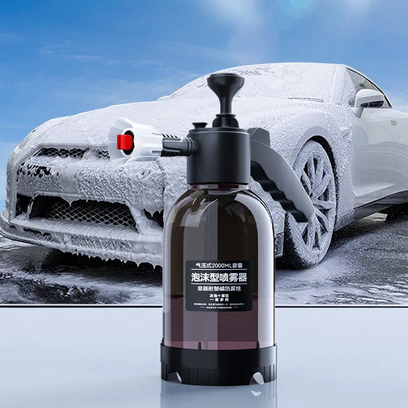 Black 2L hand-held spray sprayer with switch lock and two nozzles for car washing and garden watering