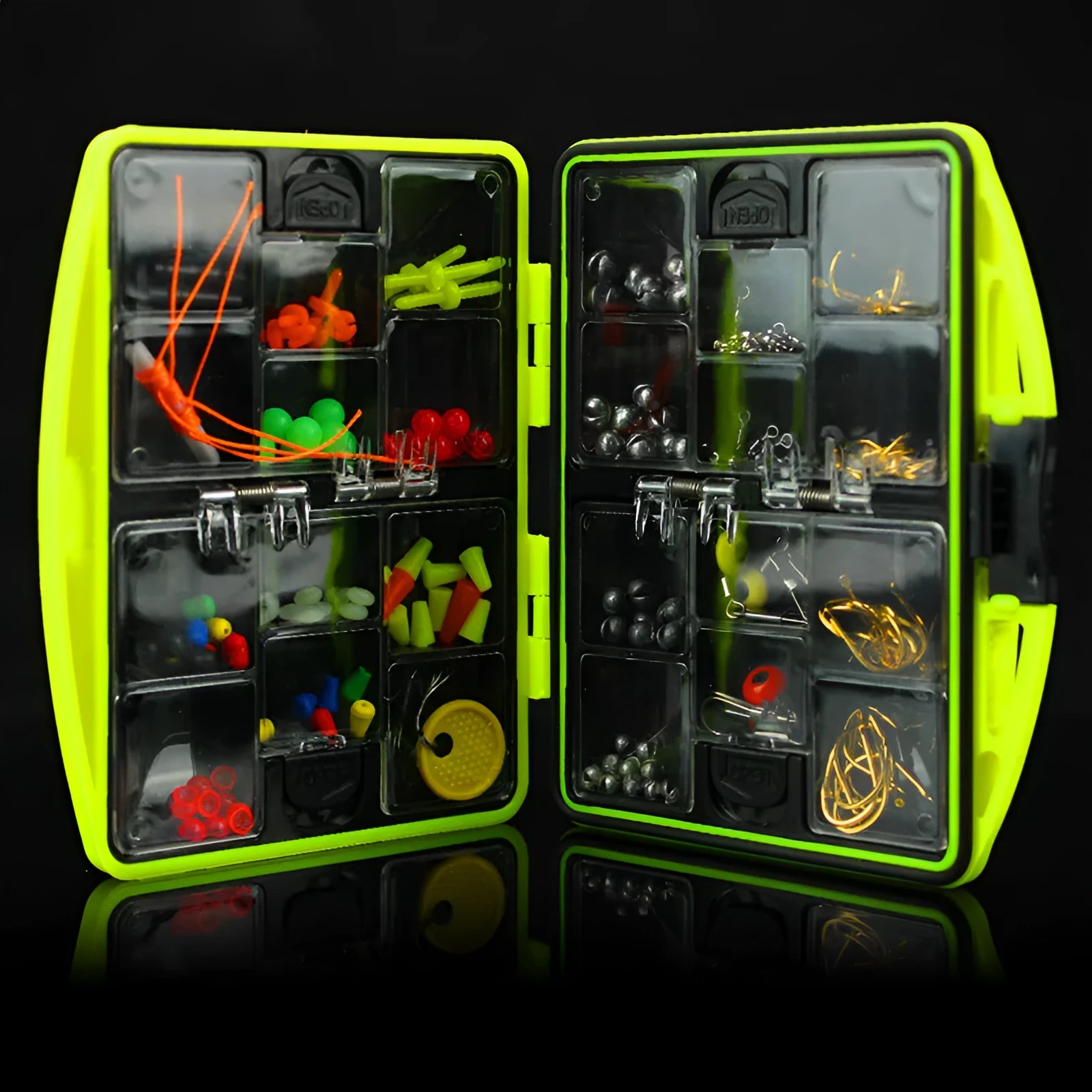 Upgraded rock fishing accessory box containing 184 pieces of tackle across 24 types for sea fishing.