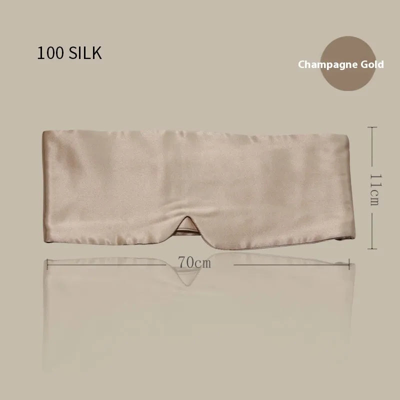 Mulberry silk sleep eye mask showing champagne gold colour option for light blocking comfort