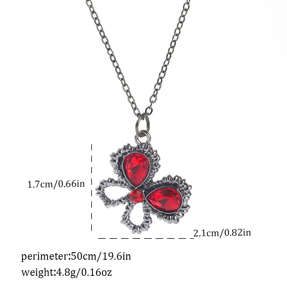 Dark Halloween necklace with spider bat pendant in zinc alloy with electroplated finish