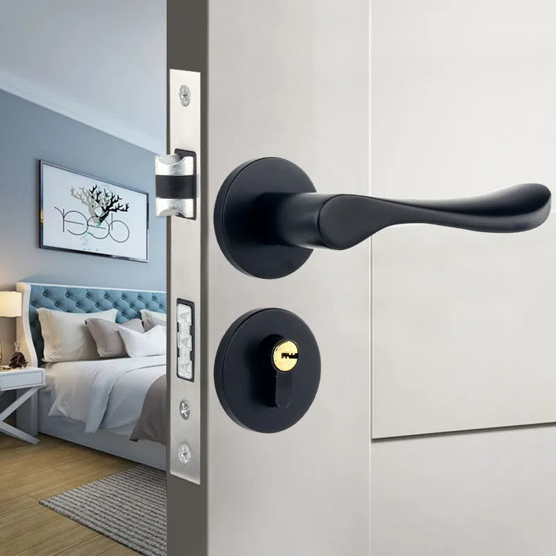 Aluminium alloy split magnetic door lock handle for timber doors