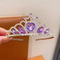 Pink crystal crown metal headband for girls, an alloy hair accessory with electroplated finish.