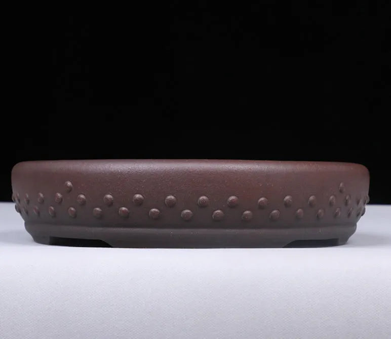 Large round mouth classical handmade purple clay flowerpot with breathable ceramic construction for desktop or floor use