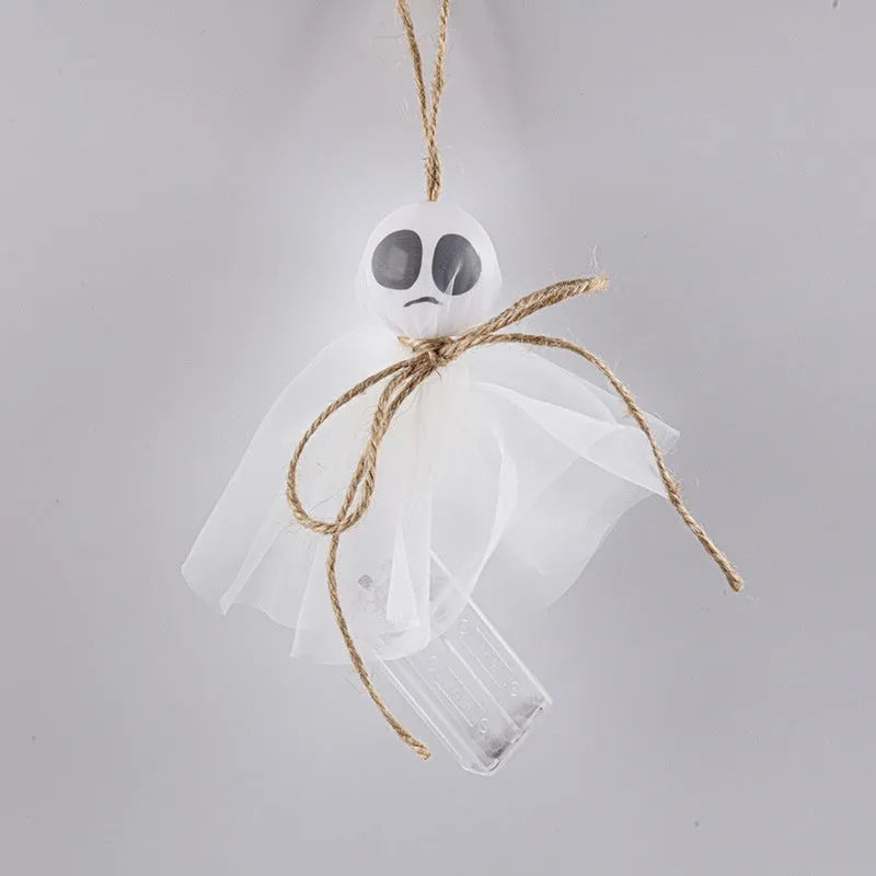 Halloween ghost themed LED string lights with colourful beads for battery-powered party decoration