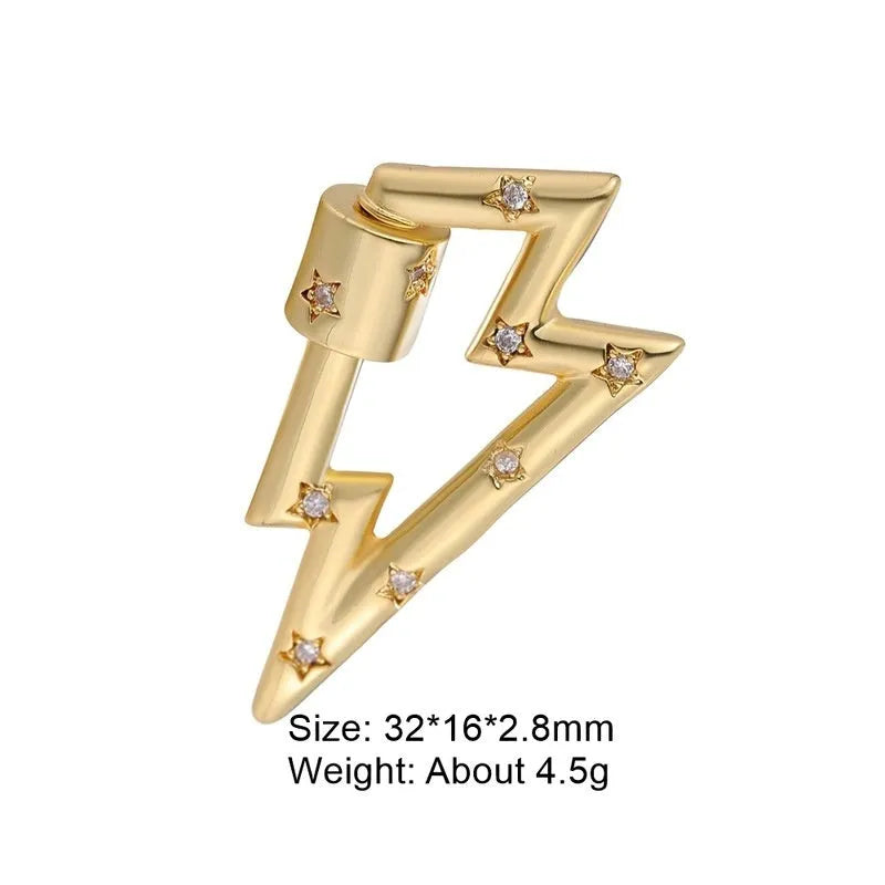 Copper climbing heart button with micro zircon inlay and gold electroplating