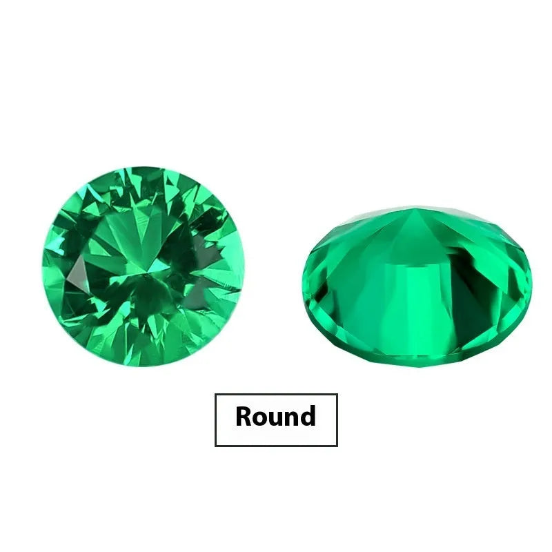 Cultivated emerald gemstone in Columbia green with round and grandmother cut options