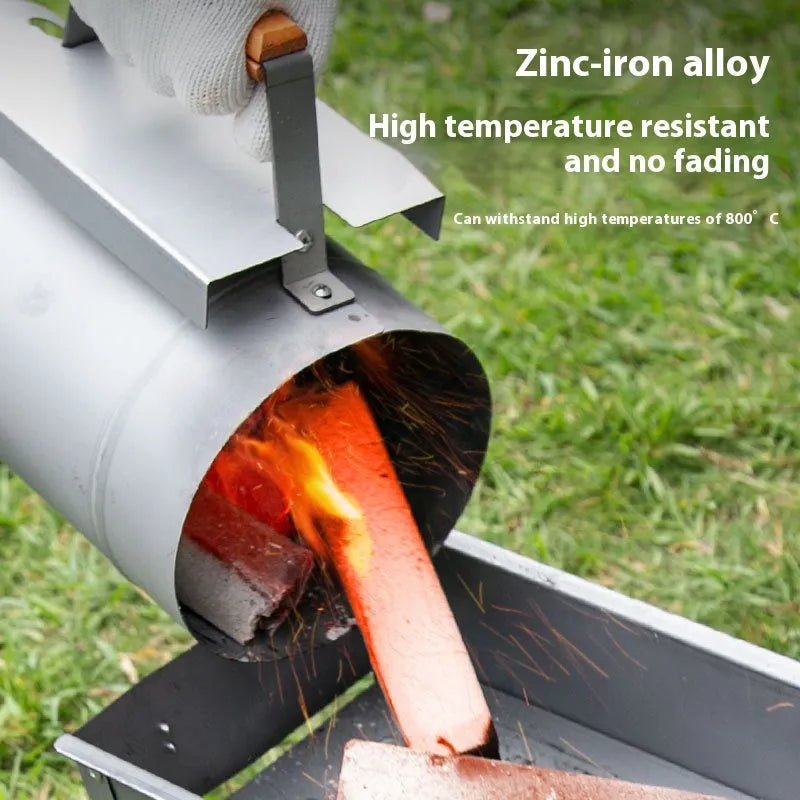 Zinc-iron alloy charcoal fire bucket with carbon finish and included oven igniter