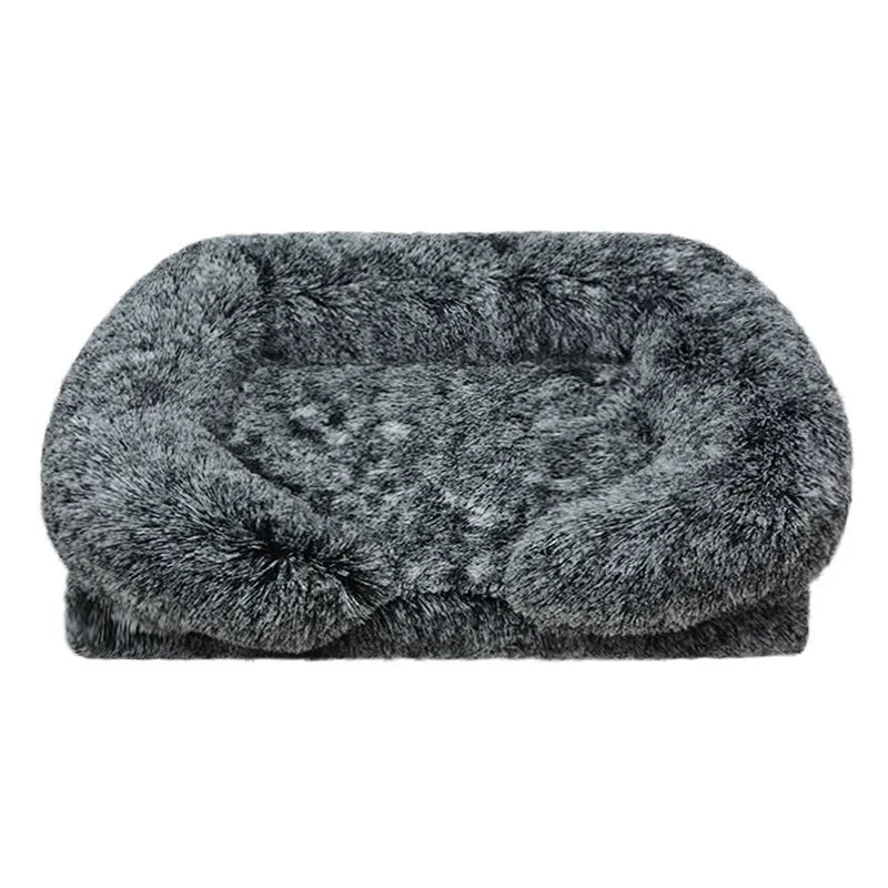 Removable washable square pet house dog bed in gradient grey waterproof cloth size L