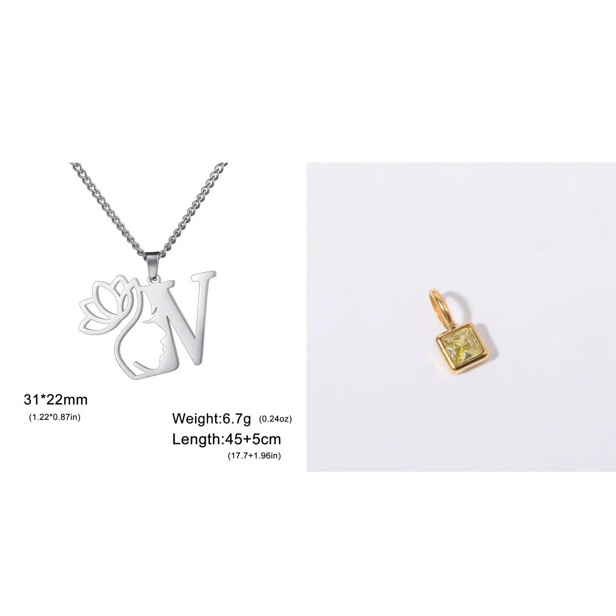 Stainless steel cross chain necklace with pendant in gold or steel colour
