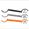 Crescent magnetic suction wrench catheter locking wrench kit three-piece set in orange, grey, and black colours