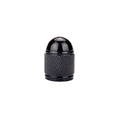 Aluminium mountain bike tyre valve dust cap in five colour options: black, blue, gold, red, silver.