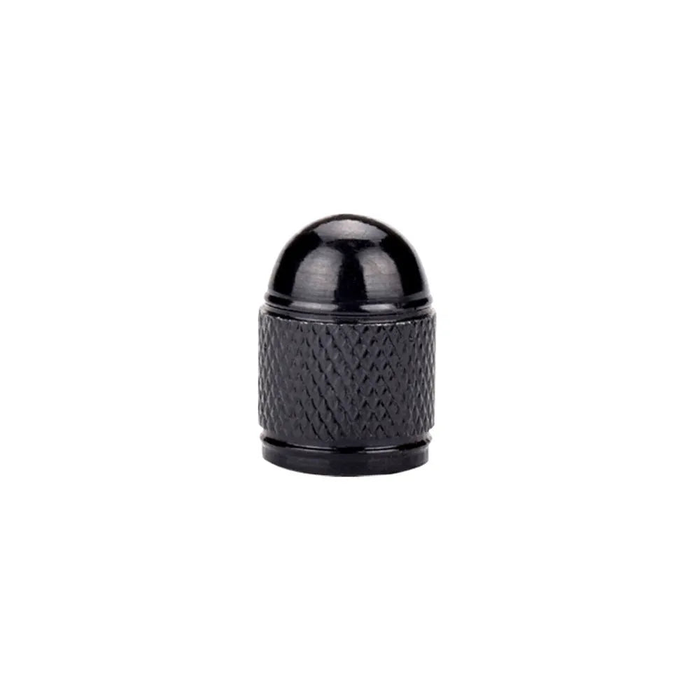 Aluminium mountain bike tyre valve dust cap in five colour options: black, blue, gold, red, silver.