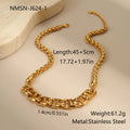 Stainless steel geometric pendant necklace with gold electroplating and chain design details