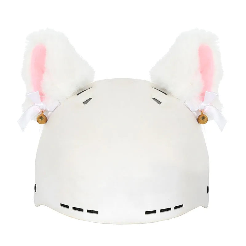 Cute plush cartoon animal character hat designed to decorate a standard ski helmet.