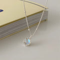 Geometric silver necklace for women with polished pendant on adjustable 41-50cm curb chain