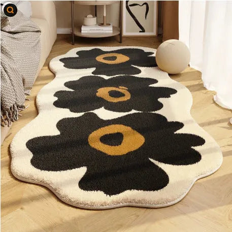 Flower shaped cartoon alien bedside blanket in gradient flower pink colour pattern