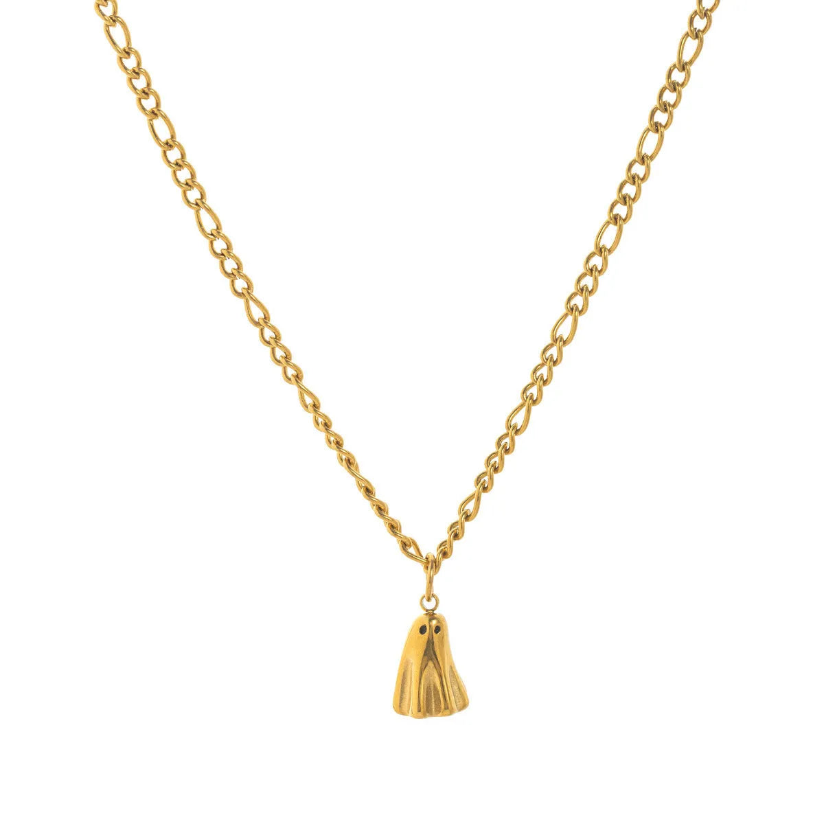 Ghost pendant necklace with electroplated titanium steel pendant and stainless steel chain options