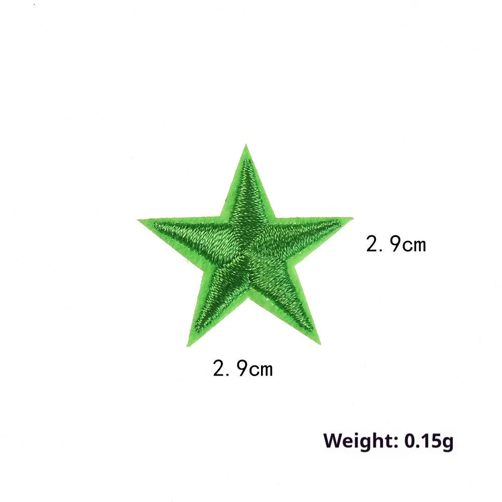 Colourful embroidered five-pointed star cloth stickers for DIY fabric decoration