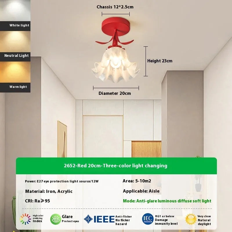 Cream Linglan flower design corridor aisle light with three-colour changing wall control