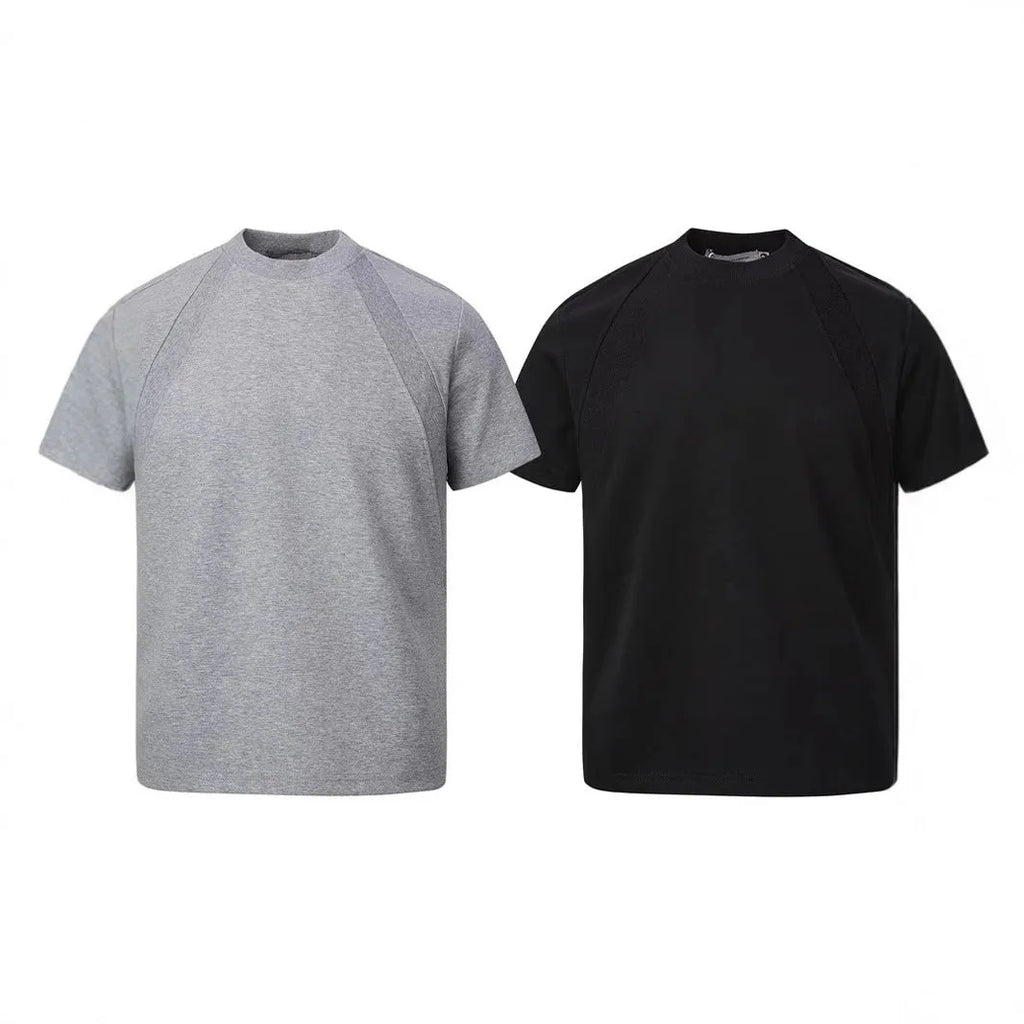 Loose fit short sleeve top with air layer stitching in polyester fabric