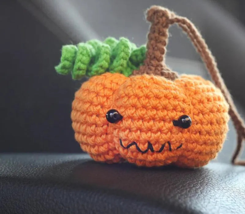 Hand-woven polyester car hanging ornament in cartoon design hanging from rear-view mirror