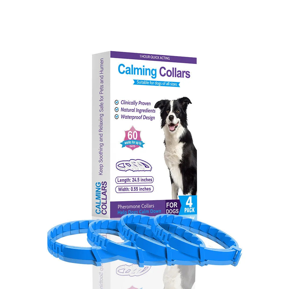 Four Chinese style monochrome pattern dog collars for anxiety relief in different colours