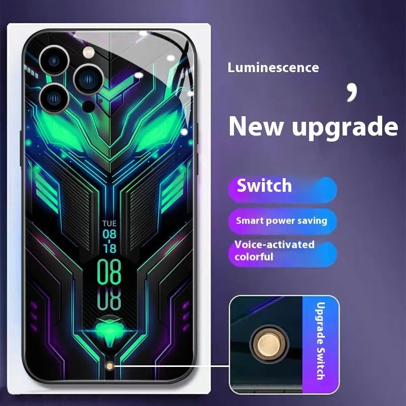 Racing car creative style glass phone case for Apple iPhone 15 in green with shockproof and anti-fingerprint protection