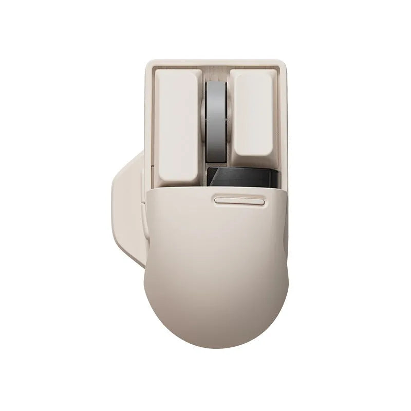 Xiaoqiao Three Mode Wireless Mouse in tofu colour showing seven buttons and four-way scroll wheel