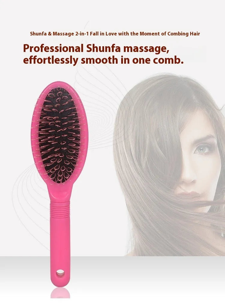 Black ring tooth plastic comb with airbag feature for hair extensions, shown next to a pink version.