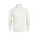 Men's striped high-neck pullover sweater in core sand acetate fabric, long sleeves, available in multiple colours