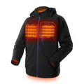 Black USB winter waterproof windproof thermal coat for men with long sleeves and zipper pocket