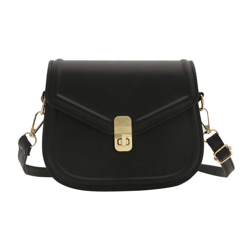 Soft PU leather shoulder messenger bag with clamshell opening in horizontal square shape