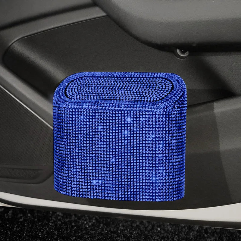 Coloured diamond car trash can plastic plug-in 16x14x6.4cm with studded pattern