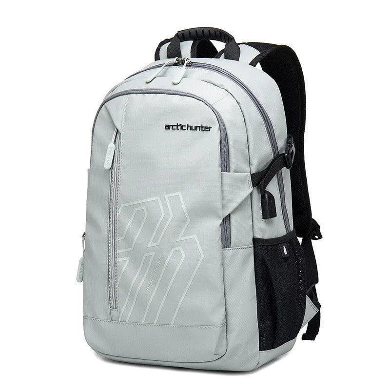 18-inch polyester plaid computer backpack with curved shoulder straps in blue colour option