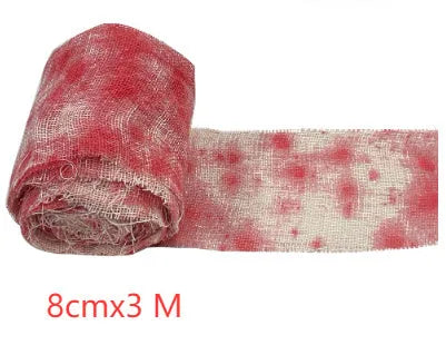 Halloween bloody cloth colour bandage gauze roll with 8cm width polyester fabric